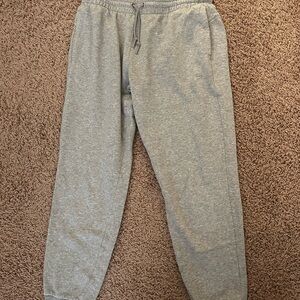 Adidas Gray Sweatpants with Elastic Cuffs and Tapered Legs